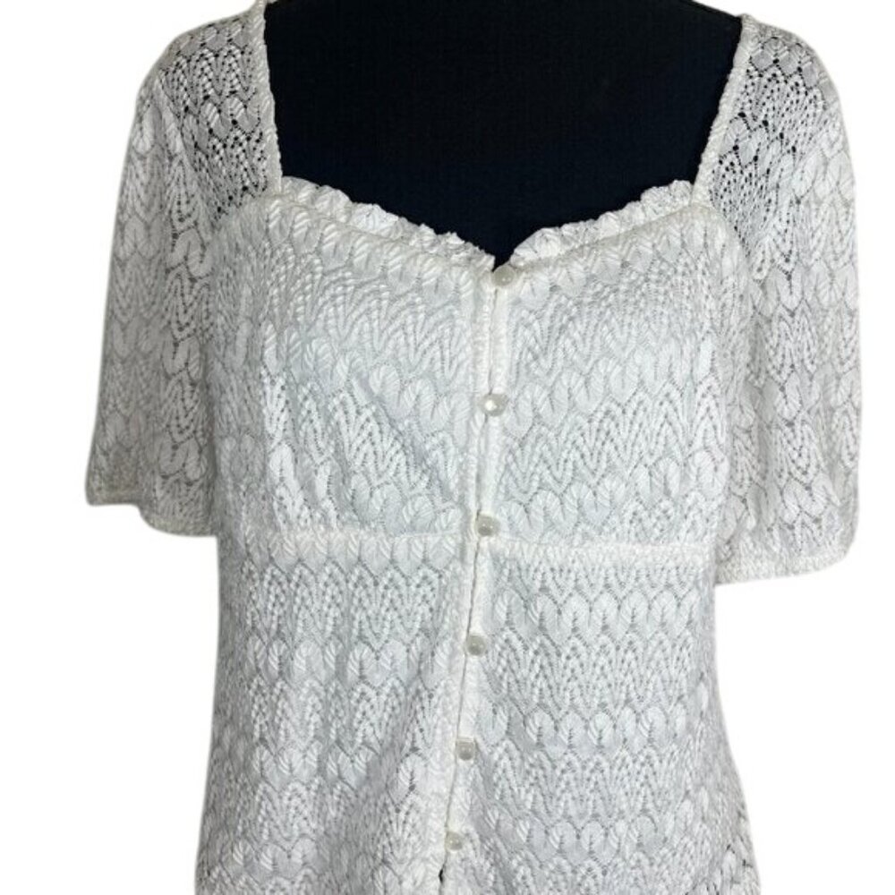 NWOT white lacy top, size XL, The General Good (Stitch Fix)
